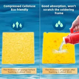 SCHOFIC Soldering Iron Tip Cleaning Sponge 60x60 mm Yellow for Cleaning Oxidation And Debris From Soldering Iron Tips image 5