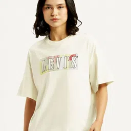 Levis Brand Logo Printed Drop-Shoulder Sleeves Cotton Relaxed Fit T-shirt-image-88