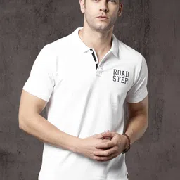 Roadster Men White Solid Polo Collar T-shirt-image-35