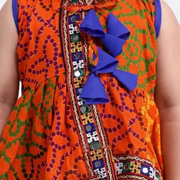 BownBee Boys Orange & Blue Printed Kediyu image 4