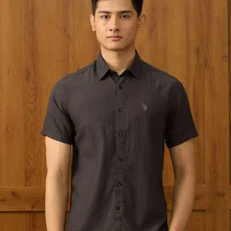U.S. Polo Assn. Textured Spread Collar Tailored Fit Cotton Shirt image 3