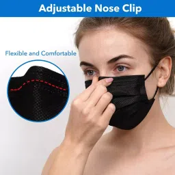 Mastership Disposable Surgical Face Mask 3 Protective Layer Nonwoven Fabric Black(Pack Of 100 pcs) image 5