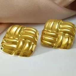 Estailo fashion Gold Plated Square Studs image 4