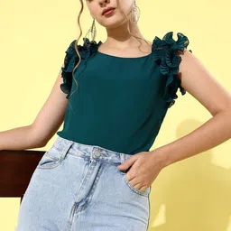 MISH Tranquil Teal Solid Nuovo Sleeves Top-picture-19