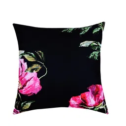 SEJ by Nisha Gupta Black Single Floral Square Cushion Cover image 2