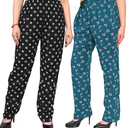 Women's & Girls Cotton Printed Pyjama/Lower, Night Wear, Lounge Wear with Pocket - Pack of 2 image 1