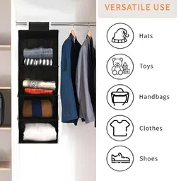 Myntra Elegant Homes Black Foldable 4 Shelf Hanging Closet Multi-Utility Organiser image 4