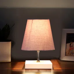 Devansh Cotton Square White Wood Table Lamp - Grey-picture-23