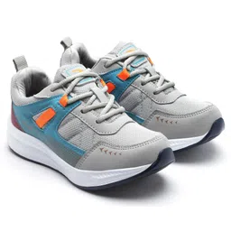 Asian Go Chase Text Designed Mesh Detailed Sneakers -Grey & Turquoise-picture-17