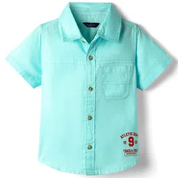 INFINITY Cotton Woven Half Sleeves 9 Number Printed Shirt - Aqua Blue-picture-12