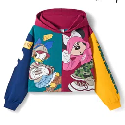 Pine Kids Disney Terry Knit Full Sleeves Hooded Sweatshirt With Minnie & Friends Graphics - Multicolor-picture-17