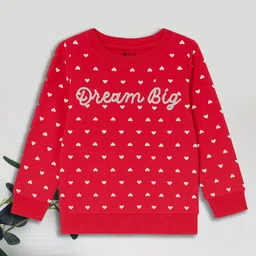 3PIN Knit Full Sleeves Glitter Foil Dream Big Text Printed Light Winter Sweatshirt - Fuschia-picture-24