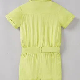 Ed-a-Mamma Sustainable Half Sleeves Solid Color Twill Jumpsuit  - Green image 2
