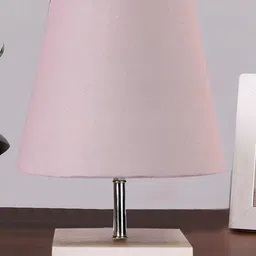 Devansh Cotton Square White Wood Table Lamp - Grey image 2