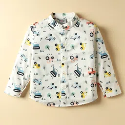 Dapper Dudes Full Sleeves Excavator Printed Shirt Pant With Bow & Suspender Set - Teal Blue image 2