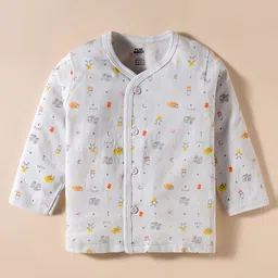 Pink Rabbit Single Jersey Knit Full Sleeves Jhablas With Animal Print Pack Of 2 - White & Sea Green image 2