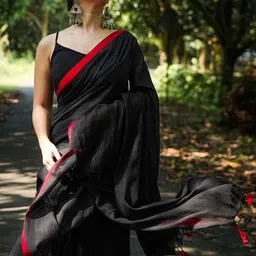 Bengal S Solid Saree With Blouse Piece image 2