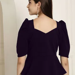 Metronaut Women Pack of 2 Puff Sleeve Peplum Top image 4