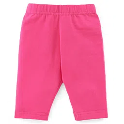 Babyhug Cotton Knit Three Fourth Length Stars & Polka Dots Printed Leggings Pack of 3 - Pink Yellow & Blue image 3