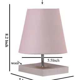 Devansh Cotton Square White Wood Table Lamp - Grey image 3
