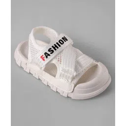 Babyoye Velcro Closure Sandals with Text Print - White image 3