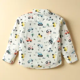 Dapper Dudes Full Sleeves Excavator Printed Shirt Pant With Bow & Suspender Set - Teal Blue image 3