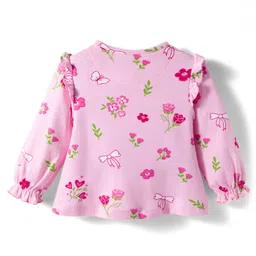 Babyoye 100% Cotton Knit Full Sleeves Jhablas With Eco Jiva Finish & Floral Print Pack Of 2 - Pink & Dark Pink image 5