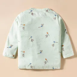 Pink Rabbit Single Jersey Knit Full Sleeves Jhablas With Animal Print Pack Of 2 - White & Sea Green image 5