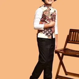 PRINTINDIA Boys Printed Satin Nehru Jacket image 5