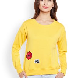 Belle Fille Women Yellow Solid Sweatshirt-picture-10