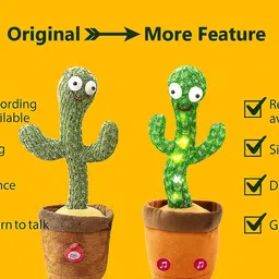 zynero Dancing Cactus Toy with 120 Songs, Recording, Talking, Singing & Glowing image 2
