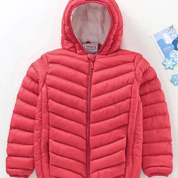 Babyhug Nylon Polyester Full Sleeves Solid Color Hooded Heavy Winter Jacket - Red-picture-12