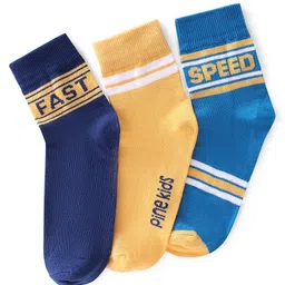 Pine Kids High Ankle Length Text Design Socks Pack of 3 - Multicolour-picture-23