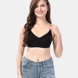 Fabme Cotton Sleeveless Solid Non Padded Maternity Nursing Bra - Black-picture-17