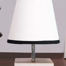 Devansh Cotton Square White Wood Table Lamp - White And Black-picture-11