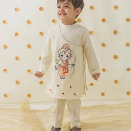 Tiber Taber Full Sleeves Ram Lalla Embroidered Kurta Pyjama Set - Cream-picture-21