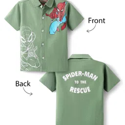 Babyhug Marvel Single Jersey Knit Half Sleeves Shirt With Spider Man Graphics - Green-image-33