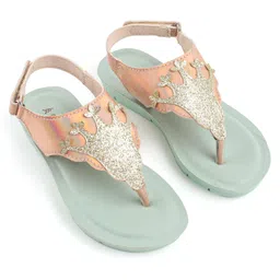 Pine Kids Sandals with Velcro Closure & Crown Detailing  - Blue image 2