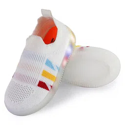 PASSION PETALS Colour Blocked Mesh Detailed LED Slip On Shoes - White image 3