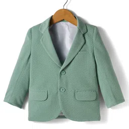 Mark & Mia Knit Full Sleeves Solid Color Party Blazer with Turtle Neck Inner Tee & Pocket Detailing - Sea Green image 2