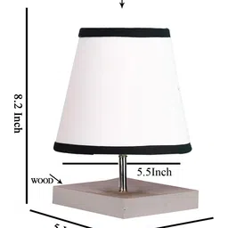 Devansh Cotton Square White Wood Table Lamp - White And Black image 3