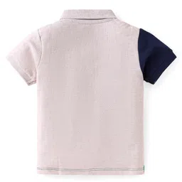 Babyhug Single Jersey Knit Half Sleeves Polo T-Shirt & Shorts Set With Adventure Print - Multicolor & Navy Blue image 3