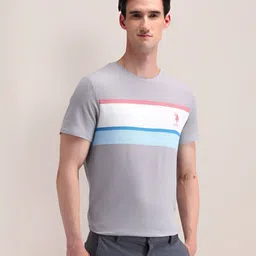 U.S. Polo Assn. Men Colourblocked Round Neck Cotton Slim Fit T-Shirt-picture-25