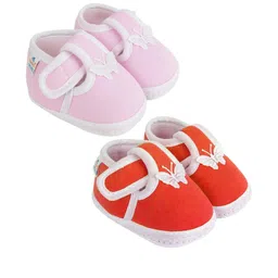 NESKA MODA Kids-Unisex Pink Cotton Booties-image-79