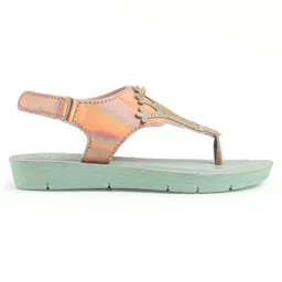 Pine Kids Sandals with Velcro Closure & Crown Detailing  - Blue image 4