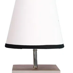 Devansh Cotton Square White Wood Table Lamp - White And Black image 4