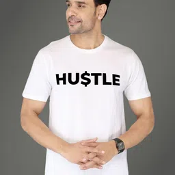 NOBLE HUSTLE Typography Printed Round-Neck Pure Cotton Regular Fit T-shirt-picture-16