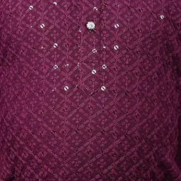 Qtsy Boys Ethnic Motifs Embroidered Band Collar Pure Cotton Straight Kurta With Pyjamas image 4