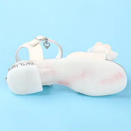 Oh! Pair Velcro Closure Party Wear Sandals with Butterfly Applique- Silver image 5