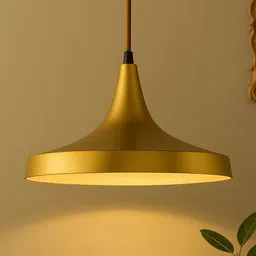 AYMH Gold-Toned Metal Triangle Shaped Ceiling Lamp image 1